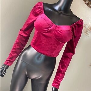 Versona AS U WISH Velvet Velour Rhubarb Crop Top